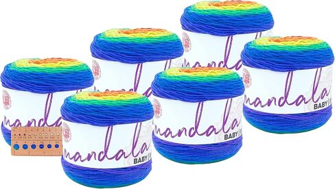 Lion Brand Yarn - Mandala Baby - 6 Pack with Needle Gauge (Rainbow Falls) in Saudi Arabia