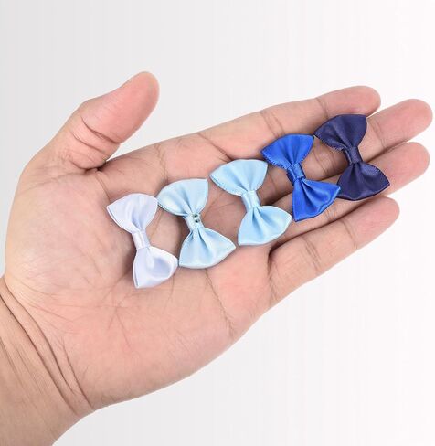 MECCANIXITY 50pcs Blue & Hot Pink Bow Ties 1.5" x 1" Mini Bowknot for Crafting Little Satin Bow Bulk for DIY Sewing Scrapbooking Wedding Gift Present Home Decoration in Saudi Arabia