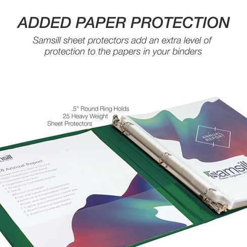 Samsill 0.5 Inch 3 Ring Binder, Made in USA, Economy Round Ring, Clear View Cover, 100 Sheet Capacity - for School, Home, Office - Green in Saudi Arabia