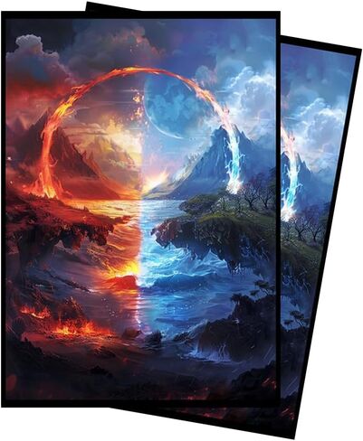 Red Blue MTG Card Sleeves - 100 Count Standard Size TCG Sleeves - Compatible with Magic The Gathering, Lorcana - Double Sleeving - Original Art Design, Premium Protection in Saudi Arabia