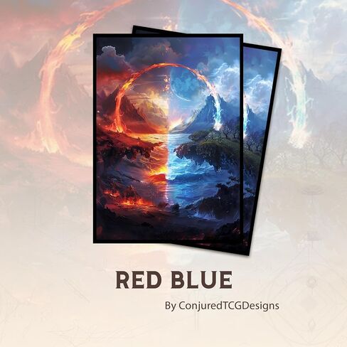 Red Blue MTG Card Sleeves - 100 Count Standard Size TCG Sleeves - Compatible with Magic The Gathering, Lorcana - Double Sleeving - Original Art Design, Premium Protection in Saudi Arabia