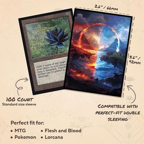 Red Blue MTG Card Sleeves - 100 Count Standard Size TCG Sleeves - Compatible with Magic The Gathering, Lorcana - Double Sleeving - Original Art Design, Premium Protection in Saudi Arabia