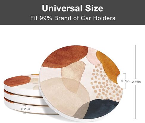 Car Cup Holder Coaster, Car Coasters for Cup Holders, 4 Pack Anti Slip Insert Absorbent Ceramic Car Coaster with A Finger Notch & Cork Base, Car Interior Accessories for Women, Black Grey Gold Marble in Kuwait