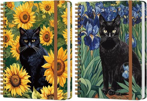 2Pcs Spiral Notebook, Cat College Ruled Spiral Notebook, Multi Subject Notebooks, 120 Ruled Pages Hardcover Journals for Writing Travel Business Office, Cute Notebooks for Women in Saudi Arabia