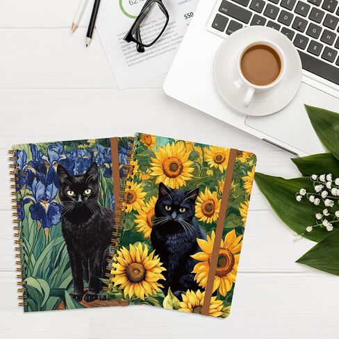 2Pcs Spiral Notebook, Cat College Ruled Spiral Notebook, Multi Subject Notebooks, 120 Ruled Pages Hardcover Journals for Writing Travel Business Office, Cute Notebooks for Women in Saudi Arabia