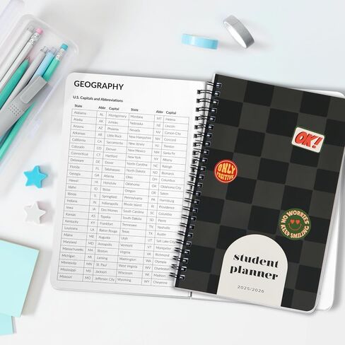 Aesthetic 2025-2026 Student Planner To Stay Organized - A Beautiful 8.5" x 5.5" Planner for Middle and High School Students with Weekly & Monthly Spreads For The 25-26 Academic Year in Saudi Arabia
