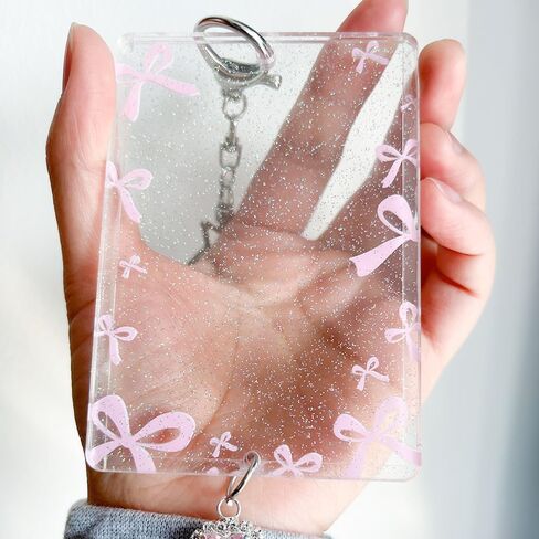 K-Pop Photocard حامل-غطاء PC اللمعان الأكريليك مع سلسلة المفاتيح ، سحر القوس Y2K وأكمام واقية-حالة واضحة لطيفة ل 3 "K-Pop Concert Photocard ، عرض شارة ID ، in Kuwait