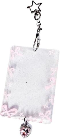 K-Pop Photocard حامل-غطاء PC اللمعان الأكريليك مع سلسلة المفاتيح ، سحر القوس Y2K وأكمام واقية-حالة واضحة لطيفة ل 3 "K-Pop Concert Photocard ، عرض شارة ID ، in Kuwait