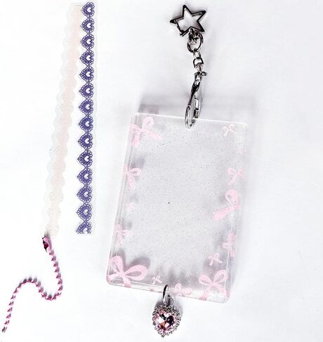 K-Pop Photocard حامل-غطاء PC اللمعان الأكريليك مع سلسلة المفاتيح ، سحر القوس Y2K وأكمام واقية-حالة واضحة لطيفة ل 3 "K-Pop Concert Photocard ، عرض شارة ID ، in Kuwait