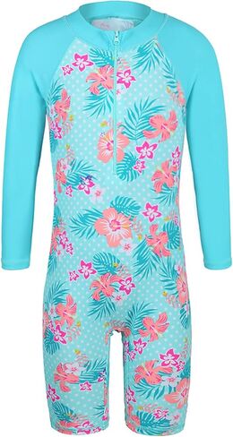 TFJH E Long Sleeve Girls Swimwear UPF 50+ Rash Guard Swimsuits Bathing Suits Beachwear Zip HotPink Scale Long 128/134 in Saudi Arabia
