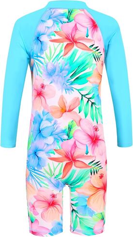 TFJH E Long Sleeve Girls Swimwear UPF 50+ Rash Guard Swimsuits Bathing Suits Beachwear Zip HotPink Scale Long 128/134 in Saudi Arabia