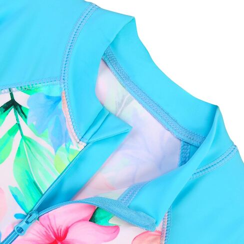 TFJH E Long Sleeve Girls Swimwear UPF 50+ Rash Guard Swimsuits Bathing Suits Beachwear Zip HotPink Scale Long 128/134 in Saudi Arabia