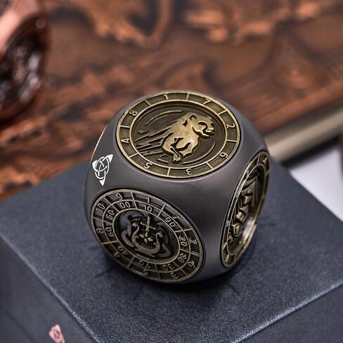 Spinner Metal Dice Set,7 in 1 Unique Polyhedral Fantasy Gaming Dice for Tabletop RPG Accessories(Bronze) in Kuwait