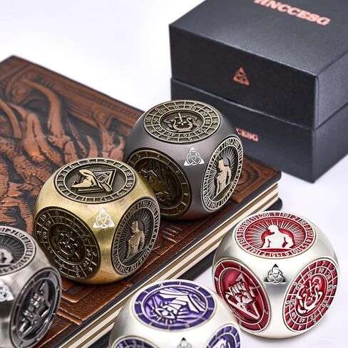 Spinner Metal Dice Set,7 in 1 Unique Polyhedral Fantasy Gaming Dice for Tabletop RPG Accessories(Bronze) in Kuwait