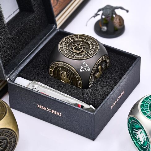 Spinner Metal Dice Set,7 in 1 Unique Polyhedral Fantasy Gaming Dice for Tabletop RPG Accessories(Bronze) in Kuwait