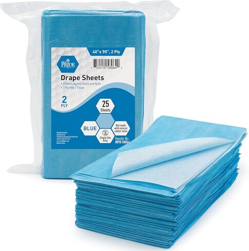 MED PRIDE Disposable Drape Sheets [Pack of 25] - 2-Ply Hospital Drapes for Stain & Spill Protection- Leakproof Medical Paper Sheet Covers for Treatment Tables, Exams, Stretchers, Massage Tables, Spa in Kuwait