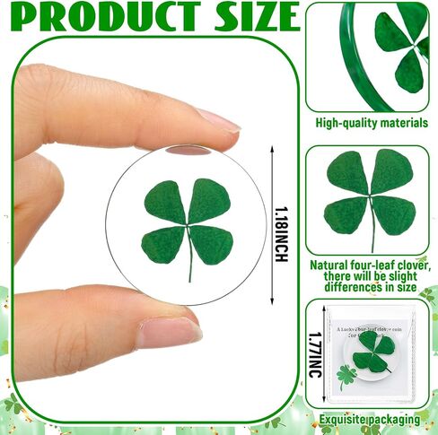 6 Set Real Four Leaf Clover with Card and Single Package Natural Good Luck Charms Bulk Good Lucky Pocket Charm Token Preserved 4 Leaf Clover for St Patrick's Day Gift DIY Craft(Classic) in Saudi Arabia