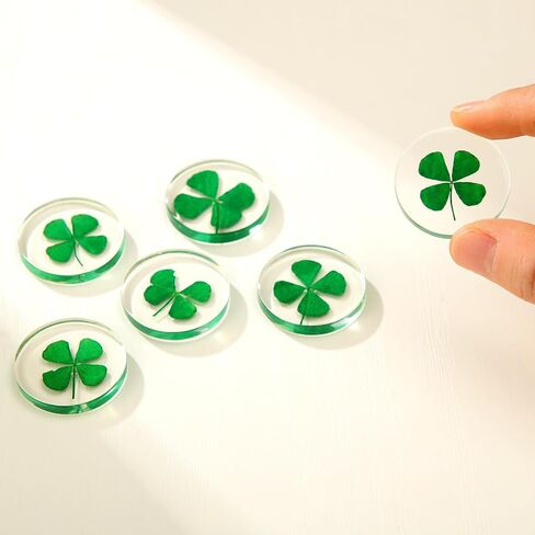 6 Set Real Four Leaf Clover with Card and Single Package Natural Good Luck Charms Bulk Good Lucky Pocket Charm Token Preserved 4 Leaf Clover for St Patrick's Day Gift DIY Craft(Classic) in Saudi Arabia