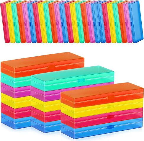 Fainne 36 Pcs Plastic Pencil Case Bulk Plastic Pencil Boxes Frosted Pens Holder with Hinged Lid and Snap Closure for Stationery Organizer School Office (Mixed Color) in Kuwait