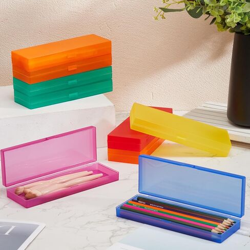 Fainne 36 Pcs Plastic Pencil Case Bulk Plastic Pencil Boxes Frosted Pens Holder with Hinged Lid and Snap Closure for Stationery Organizer School Office (Mixed Color) in Kuwait
