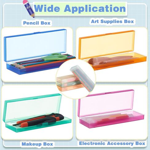 Fainne 36 Pcs Plastic Pencil Case Bulk Plastic Pencil Boxes Frosted Pens Holder with Hinged Lid and Snap Closure for Stationery Organizer School Office (Mixed Color) in Kuwait