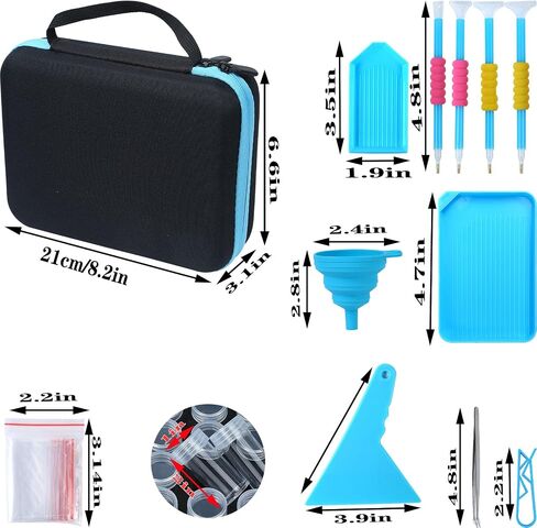 Blue Diamond Art Painting Storage Containers, 30 Slots Diamond Art Painting Accessories and Tools,Storage Case with Shockproof Jars for Beads Jewelry DIY Craft in Kuwait