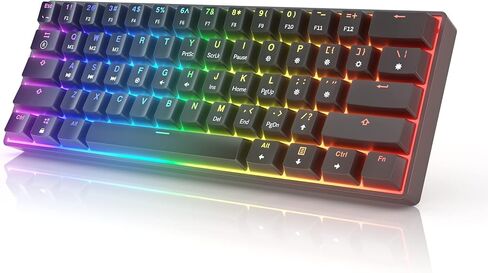 HK Gaming GK61 Mechanical Gaming Keyboard 60 Percent | 61 RGB Rainbow LED Backlit Programmable Keys | USB Wired | for Mac and Windows PC | Hotswap Gateron Mechanical Yellow Switches | Red in Saudi Arabia