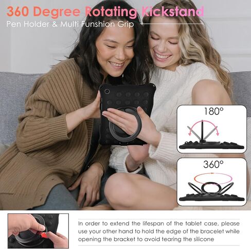 DETUOSI Silicone Case for Samsung Galaxy Tab A9 Plus 11 Inch 2023, with 360°Rotatable Stand, Multi-Viewing Angles, Soft Lightweight Case for Galaxy Tab A9 Plus SM-X210/X216/X218, Dazzling Pink in Saudi Arabia
