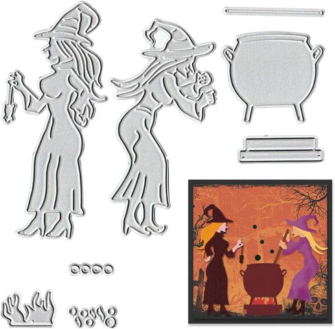 ALIBBON Halloween Dies Witches Die Cuts for Card Making and Scrapbooking, Magic Potion Cutting Dies Metal Stencils Template Molds, Wizard Die Cuts for DIY Photo Album Paper Embossing Card Decoration in Saudi Arabia