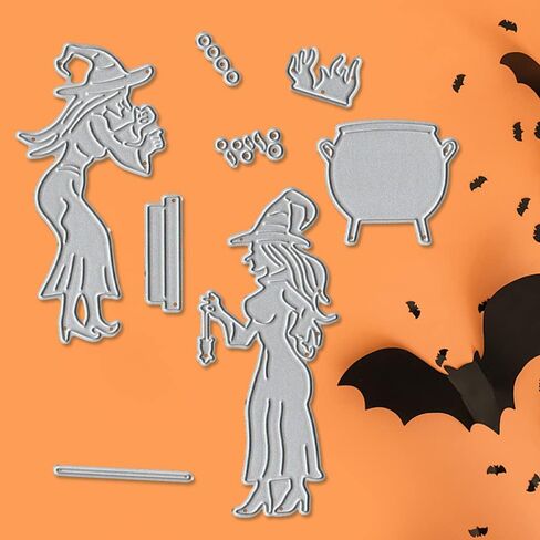 ALIBBON Halloween Dies Witches Die Cuts for Card Making and Scrapbooking, Magic Potion Cutting Dies Metal Stencils Template Molds, Wizard Die Cuts for DIY Photo Album Paper Embossing Card Decoration in Saudi Arabia