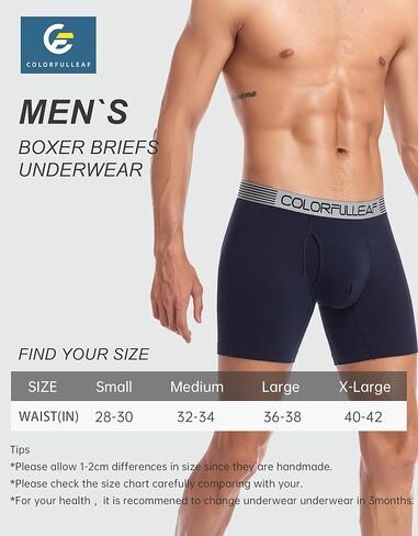 ملابس داخلية رجالي من COLORFULLEAF مصنوعة من القطن سراويل داخلية قصيرة الساق مريحة قابلة للتمدد وحزام خصر عريض متعددة العبوات (2 أسود و2 رمادي، M) in Kuwait