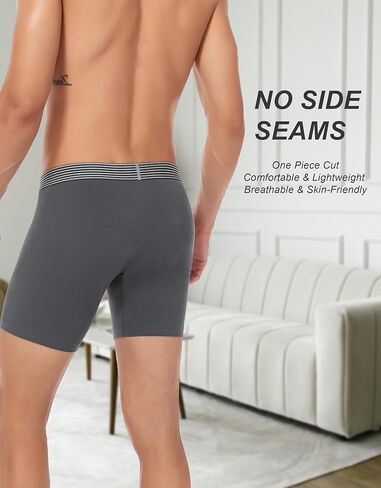 ملابس داخلية رجالي من COLORFULLEAF مصنوعة من القطن سراويل داخلية قصيرة الساق مريحة قابلة للتمدد وحزام خصر عريض متعددة العبوات (2 أسود و2 رمادي، M) in Kuwait