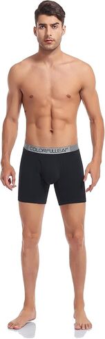 ملابس داخلية رجالي من COLORFULLEAF مصنوعة من القطن سراويل داخلية قصيرة الساق مريحة قابلة للتمدد وحزام خصر عريض متعددة العبوات (2 أسود و2 رمادي، M) in Kuwait