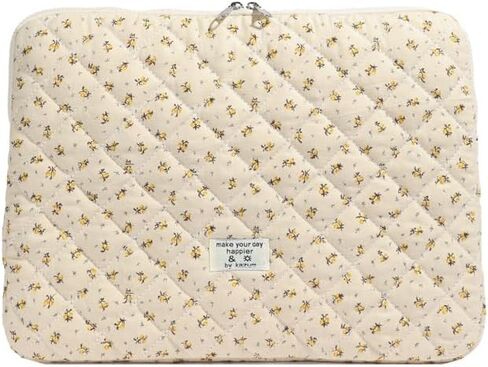 Cute Floral Laptop Sleeve Coquette Quilted Puffy Carrying Tablet Case Fairycore Protective Pouch for Notebook Tablet (Blue Floral,13inch) in Saudi Arabia
