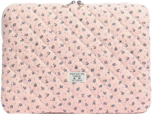 Cute Floral Laptop Sleeve Coquette Quilted Puffy Carrying Tablet Case Fairycore Protective Pouch for Notebook Tablet (Blue Floral,13inch) in Saudi Arabia