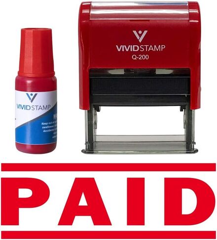 Paid Self Inking Rubber Stamp Combo with Refill (Red Ink) - Medium in Saudi Arabia