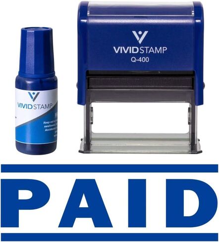 Paid Self Inking Rubber Stamp Combo with Refill (Red Ink) - Medium in Saudi Arabia
