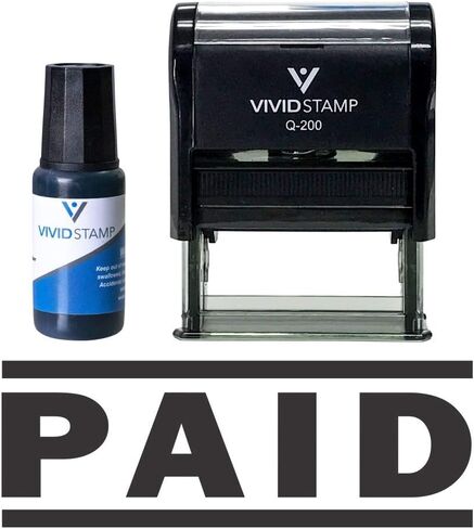 Paid Self Inking Rubber Stamp Combo with Refill (Red Ink) - Medium in Saudi Arabia