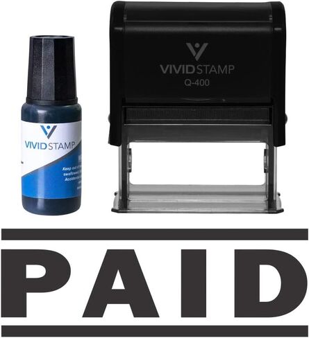 Paid Self Inking Rubber Stamp Combo with Refill (Red Ink) - Medium in Saudi Arabia