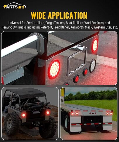 Partsam 2Pcs 4 Inch Dual Revolution Round Red Stop Turn Tail Lights to Blue Auxiliary Lights 19 Diodes w/Rubber Grommet 3-Prong Wire Pigtails Red/Blue 4" Round Led Trailer Tail Lights 12V Clear Lens in Saudi Arabia