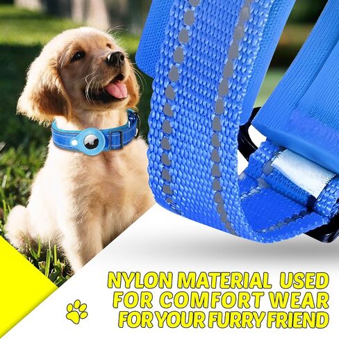 Durable Dog Collar with Air Tag Holder, Pink Reflective Neoprene Dog Collar with Safe Buckle, Secure Bracing and Comfort Padding in Saudi Arabia