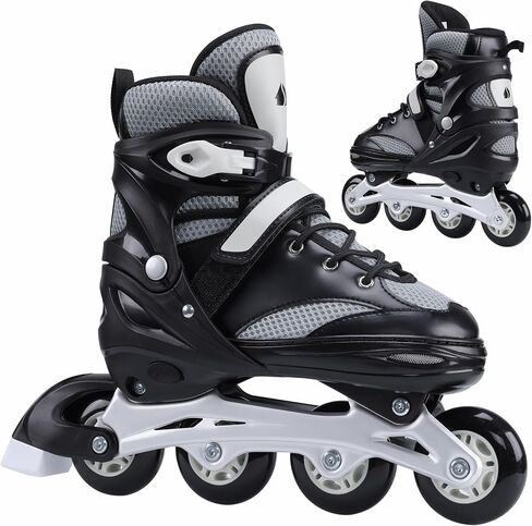 Navaris Adjustable Inline Skates - for Adults, Women, Men, Teens, Kids, Boys, Girls - Adult or Children's Unisex Roller Skates - S M L in Saudi Arabia