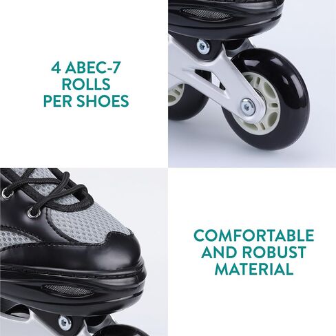 Navaris Adjustable Inline Skates - for Adults, Women, Men, Teens, Kids, Boys, Girls - Adult or Children's Unisex Roller Skates - S M L in Saudi Arabia