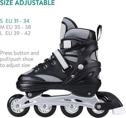 Navaris Adjustable Inline Skates - for Adults, Women, Men, Teens, Kids, Boys, Girls - Adult or Children's Unisex Roller Skates - S M L in Saudi Arabia