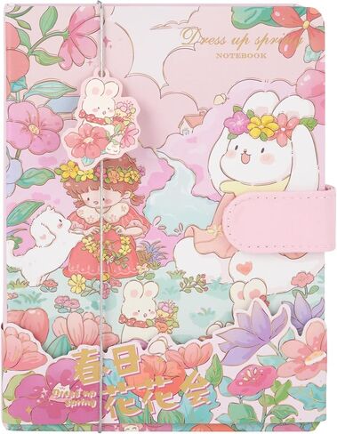 Cute Cartoon Notebook Kawaii Journal Notebook Japanese Sketchbook Leather Cover Diary Notepad Travel Notebook,Green in Kuwait