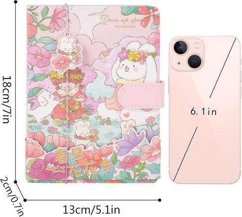 Cute Cartoon Notebook Kawaii Journal Notebook Japanese Sketchbook Leather Cover Diary Notepad Travel Notebook,Green in Kuwait