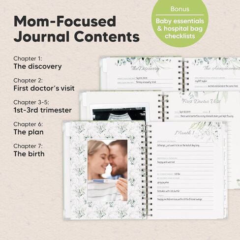 Pregnancy Journal Memory Book - 90 Pages Hardcover Pregnancy Book, Pregnancy Planner, Pregnancy Journals for First Time Moms, Baby Memory Book, Ultrasound Baby Book Memory, Mother's Day Gifts (Sage) in Saudi Arabia