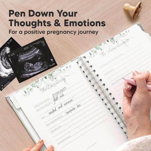 Pregnancy Journal Memory Book - 90 Pages Hardcover Pregnancy Book, Pregnancy Planner, Pregnancy Journals for First Time Moms, Baby Memory Book, Ultrasound Baby Book Memory, Mother's Day Gifts (Sage) in Saudi Arabia