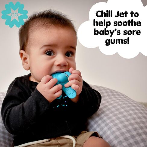 Teether and Dispenser in One for Baby - Meet Jet by The Clever Baby - Easy to Hold - Perfect Shape for Baby to Get Relief to Back Teeth - BPA Free - Great Baby Gift in Saudi Arabia