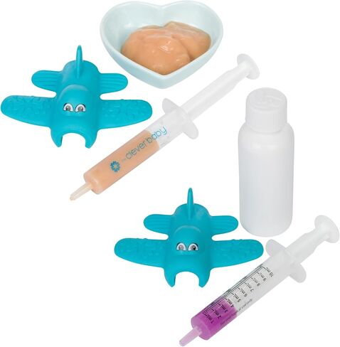 Teether and Dispenser in One for Baby - Meet Jet by The Clever Baby - Easy to Hold - Perfect Shape for Baby to Get Relief to Back Teeth - BPA Free - Great Baby Gift in Saudi Arabia